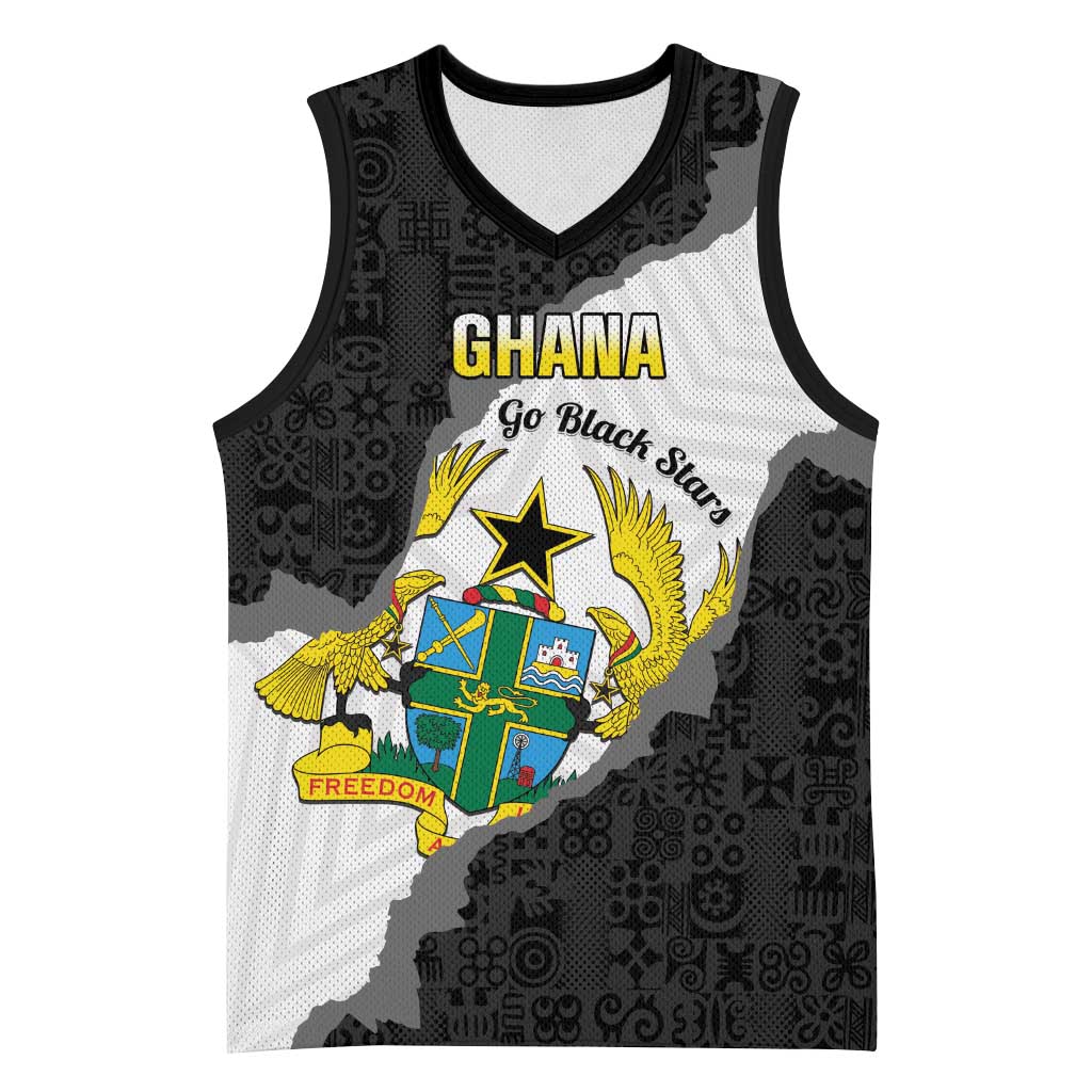 Custom Ghana Football Basketball Jersey 2026 Go Black Stars Black Adinkra Pattern - African Pride