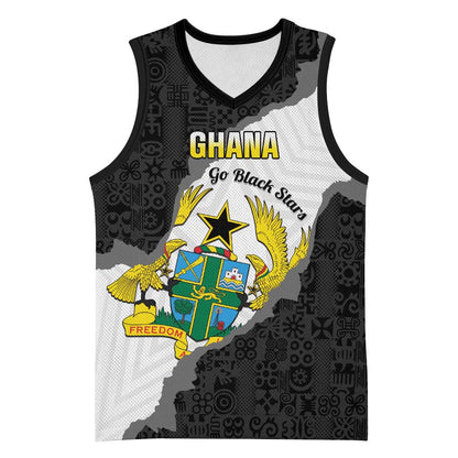 Custom Ghana Football Basketball Jersey 2026 Go Black Stars Black Adinkra Pattern - African Pride