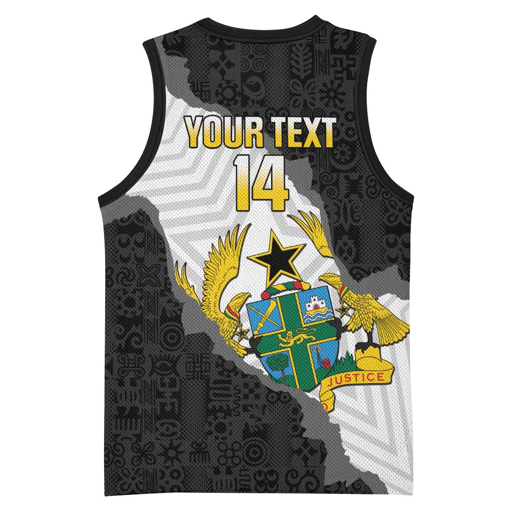 Custom Ghana Football Basketball Jersey 2026 Go Black Stars Black Adinkra Pattern - African Pride