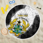 Custom Ghana Football Beach Blanket 2026 Go Black Stars Black Adinkra Pattern - African Pride