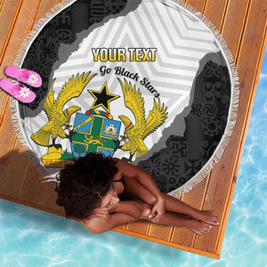 Custom Ghana Football Beach Blanket 2026 Go Black Stars Black Adinkra Pattern - African Pride