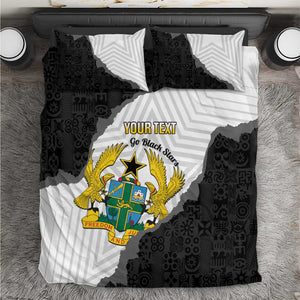 Custom Ghana Football Bedding Set 2026 Go Black Stars Black Adinkra Pattern - African Pride