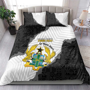 Custom Ghana Football Bedding Set 2026 Go Black Stars Black Adinkra Pattern - African Pride