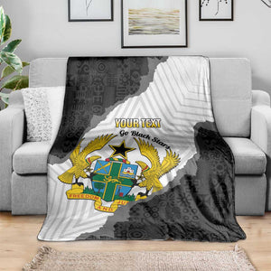 Custom Ghana Football Blanket 2026 Go Black Stars Black Adinkra Pattern - African Pride