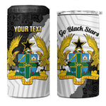 Custom Ghana Football 4 in 1 Can Cooler Tumbler 2026 Go Black Stars Black Adinkra Pattern - African Pride