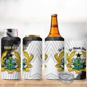 Custom Ghana Football 4 in 1 Can Cooler Tumbler 2026 Go Black Stars Black Adinkra Pattern - African Pride