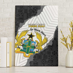 Custom Ghana Football Canvas Wall Art 2026 Go Black Stars Black Adinkra Pattern - African Pride