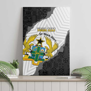 Custom Ghana Football Canvas Wall Art 2026 Go Black Stars Black Adinkra Pattern - African Pride