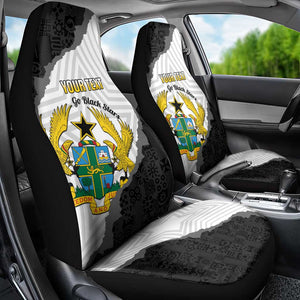 Custom Ghana Football Car Seat Cover 2026 Go Black Stars Black Adinkra Pattern - African Pride