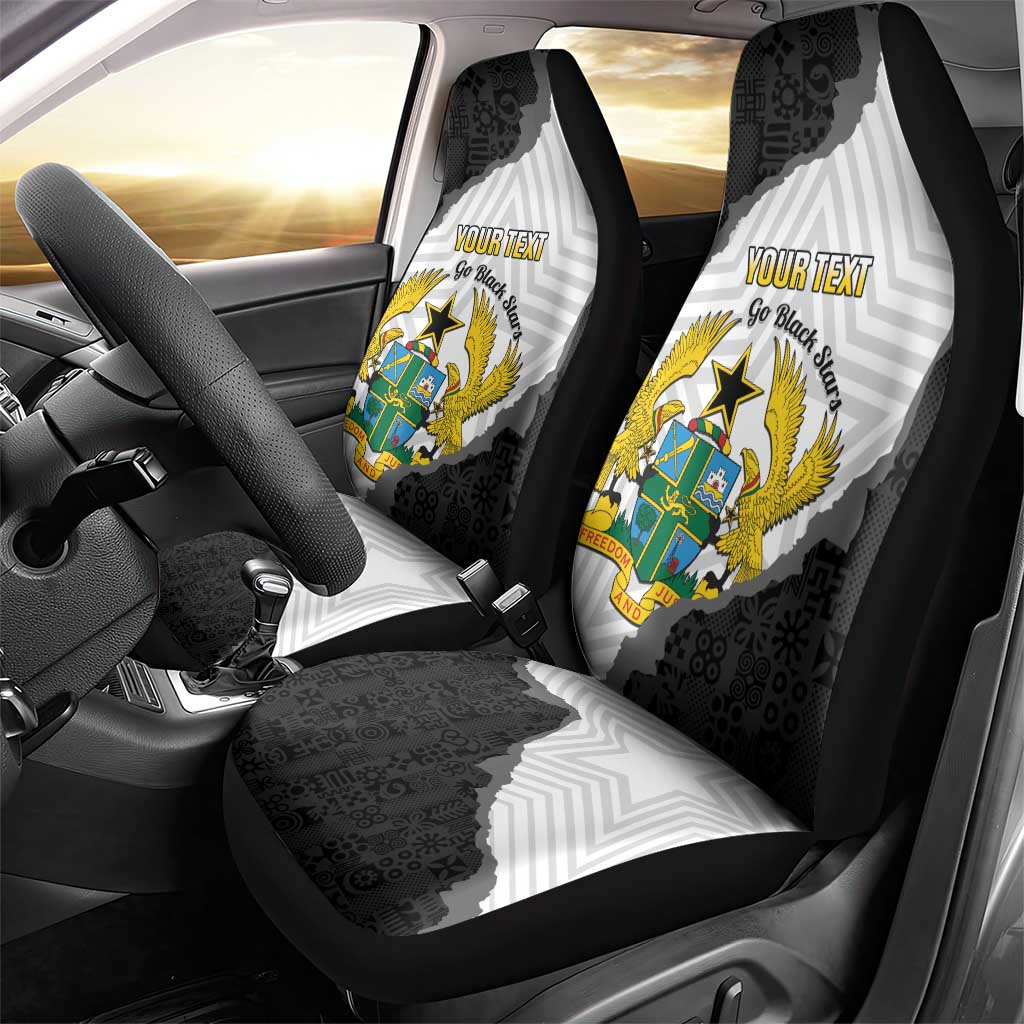 Custom Ghana Football Car Seat Cover 2026 Go Black Stars Black Adinkra Pattern - African Pride