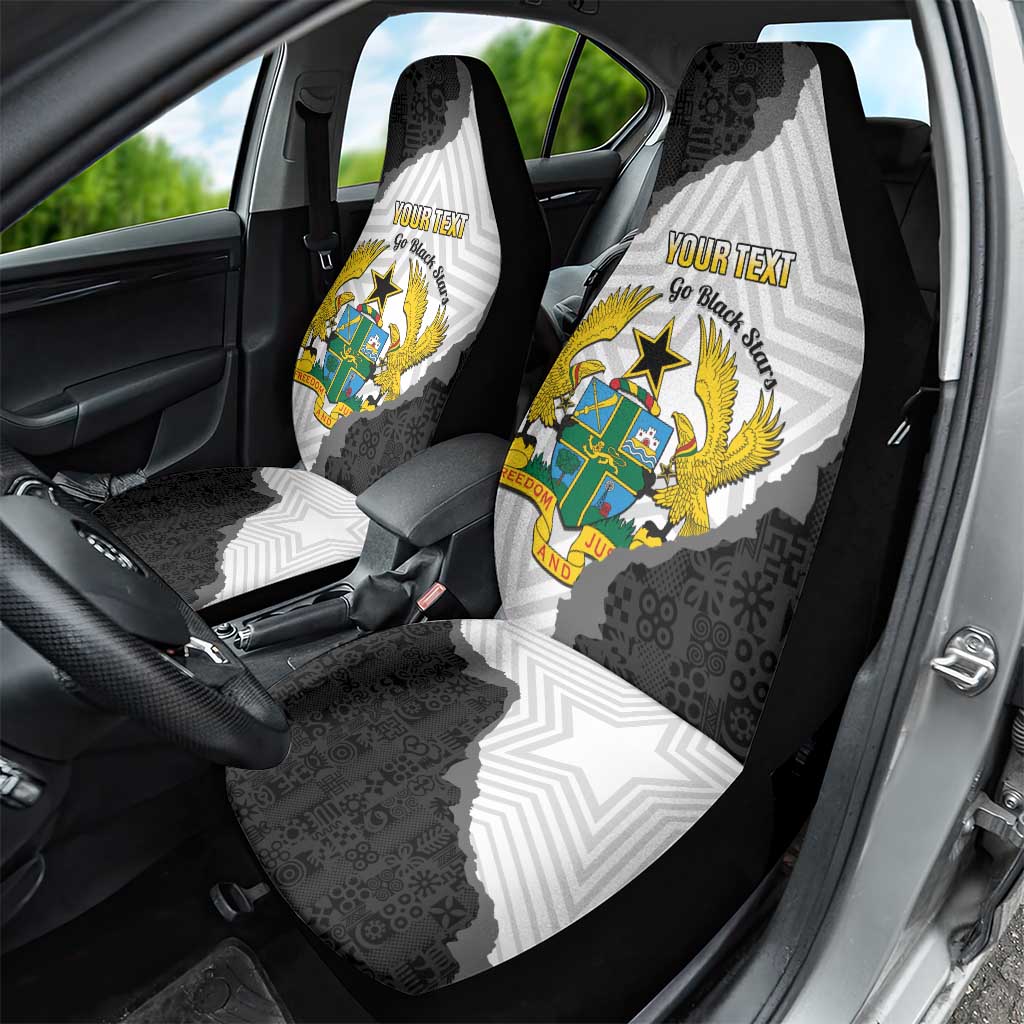Custom Ghana Football Car Seat Cover 2026 Go Black Stars Black Adinkra Pattern - African Pride