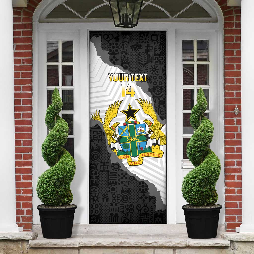 Custom Ghana Football Door Cover 2026 Go Black Stars Black Adinkra Pattern - African Pride