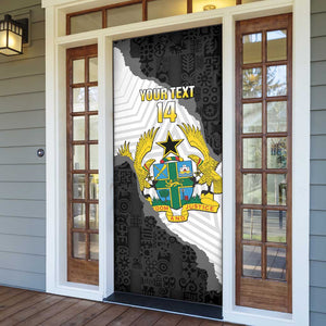 Custom Ghana Football Door Cover 2026 Go Black Stars Black Adinkra Pattern - African Pride