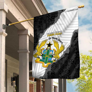 Custom Ghana Football Garden Flag 2026 Go Black Stars Black Adinkra Pattern - African Pride