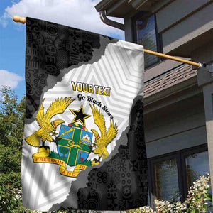 Custom Ghana Football Garden Flag 2026 Go Black Stars Black Adinkra Pattern - African Pride