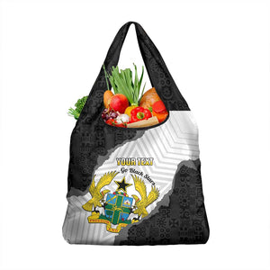 Custom Ghana Football Grocery Bag 2026 Go Black Stars Black Adinkra Pattern - African Pride