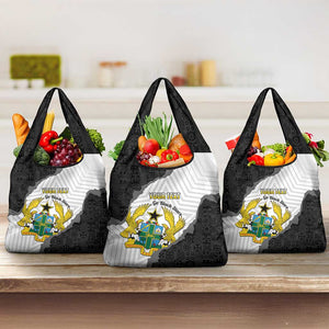 Custom Ghana Football Grocery Bag 2026 Go Black Stars Black Adinkra Pattern - African Pride