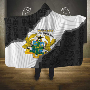 Custom Ghana Football Hooded Blanket 2026 Go Black Stars Black Adinkra Pattern - African Pride