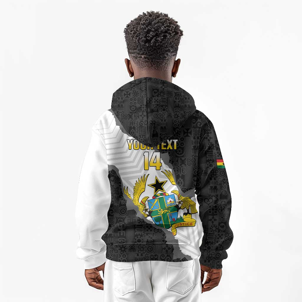 Custom Ghana Football Kid Hoodie 2026 Go Black Stars Black Adinkra Pattern - African Pride