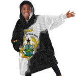 Custom Ghana Football Kid Wearable Blanket Hoodie 2026 Go Black Stars Black Adinkra Pattern - African Pride