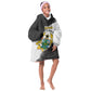 Custom Ghana Football Kid Wearable Blanket Hoodie 2026 Go Black Stars Black Adinkra Pattern - African Pride