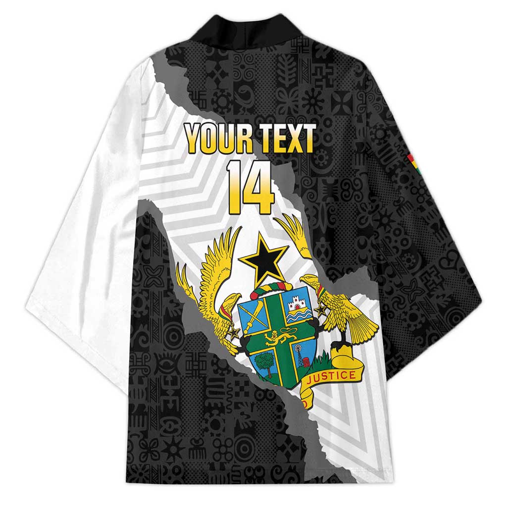 Custom Ghana Football Kimono 2026 Go Black Stars Black Adinkra Pattern - African Pride