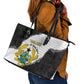 Custom Ghana Football Leather Tote Bag 2026 Go Black Stars Black Adinkra Pattern - African Pride