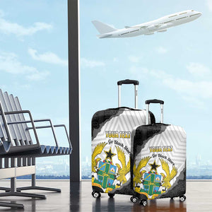 Custom Ghana Football Luggage Cover 2026 Go Black Stars Black Adinkra Pattern - African Pride