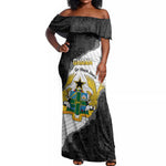 Custom Ghana Football Off Shoulder Maxi Dress 2026 Go Black Stars Black Adinkra Pattern - African Pride
