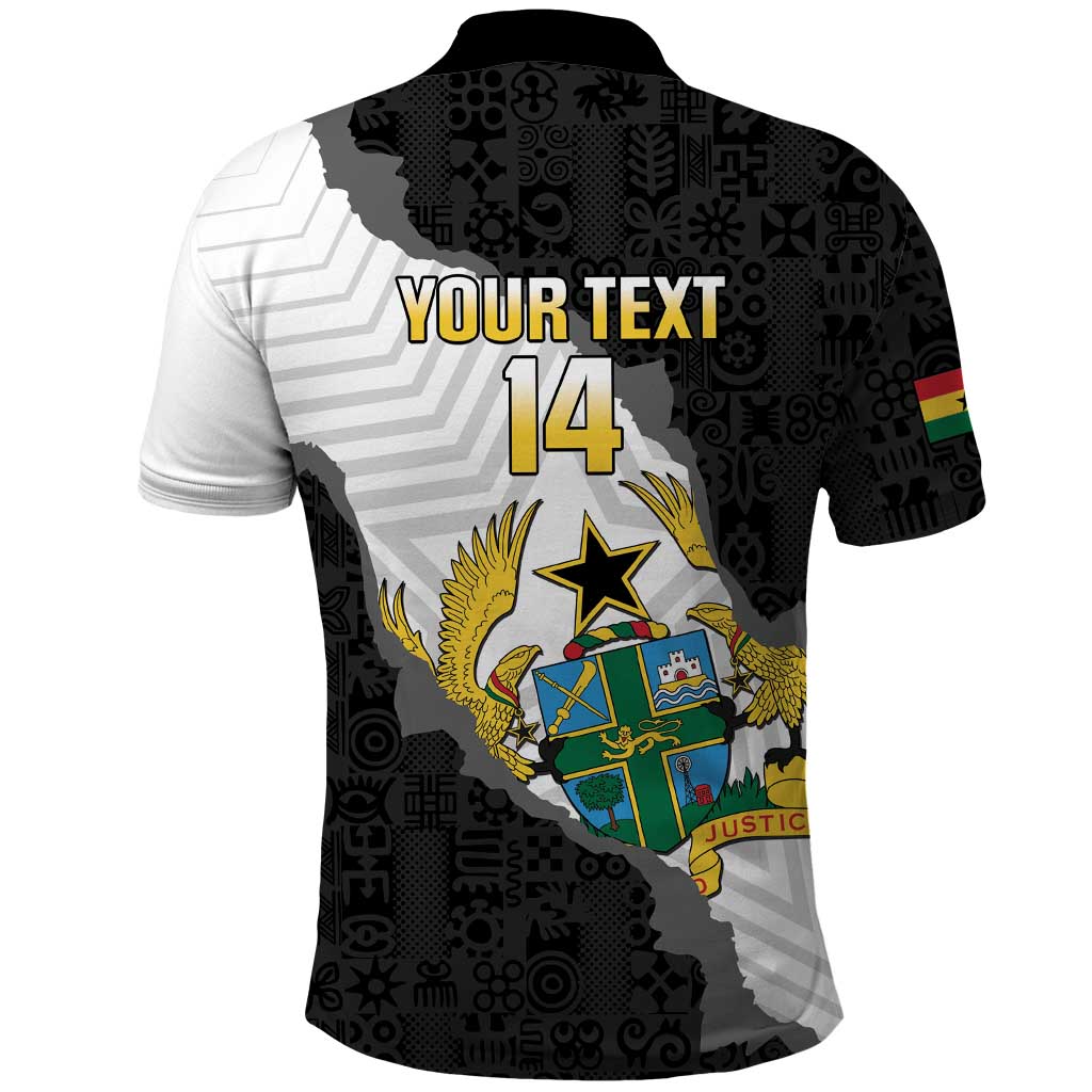 Custom Ghana Football Polo Shirt 2026 Go Black Stars Black Adinkra Pattern LT14