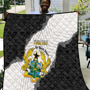 Custom Ghana Football Quilt 2026 Go Black Stars Black Adinkra Pattern - African Pride