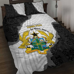 Custom Ghana Football Quilt Bed Set 2026 Go Black Stars Black Adinkra Pattern - African Pride