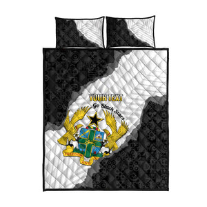 Custom Ghana Football Quilt Bed Set 2026 Go Black Stars Black Adinkra Pattern - African Pride