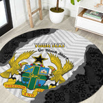 Custom Ghana Football Round Carpet 2026 Go Black Stars Black Adinkra Pattern - African Pride