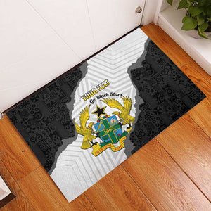 Custom Ghana Football Rubber Doormat 2026 Go Black Stars Black Adinkra Pattern - African Pride