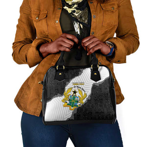 Custom Ghana Football Shoulder Handbag 2026 Go Black Stars Black Adinkra Pattern - African Pride