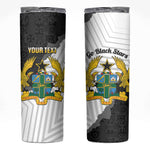 Custom Ghana Football Skinny Tumbler 2026 Go Black Stars Black Adinkra Pattern - African Pride
