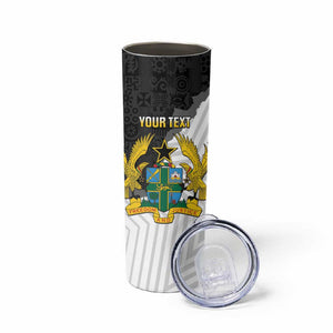 Custom Ghana Football Skinny Tumbler 2026 Go Black Stars Black Adinkra Pattern - African Pride