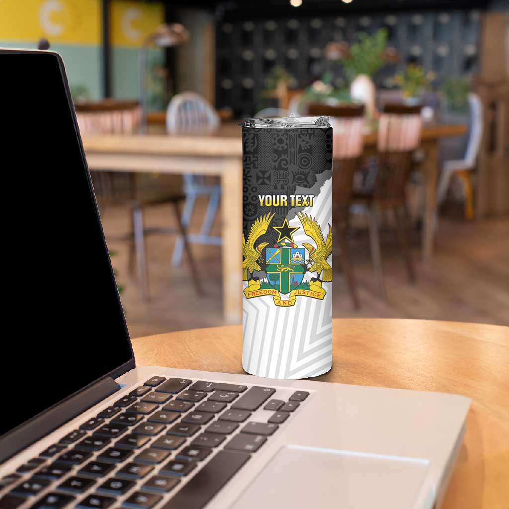 Custom Ghana Football Skinny Tumbler 2026 Go Black Stars Black Adinkra Pattern - African Pride