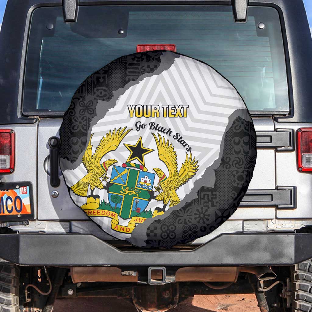 Custom Ghana Football Spare Tire Cover 2026 Go Black Stars Black Adinkra Pattern - African Pride