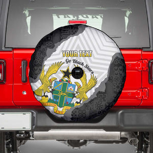 Custom Ghana Football Spare Tire Cover 2026 Go Black Stars Black Adinkra Pattern - African Pride