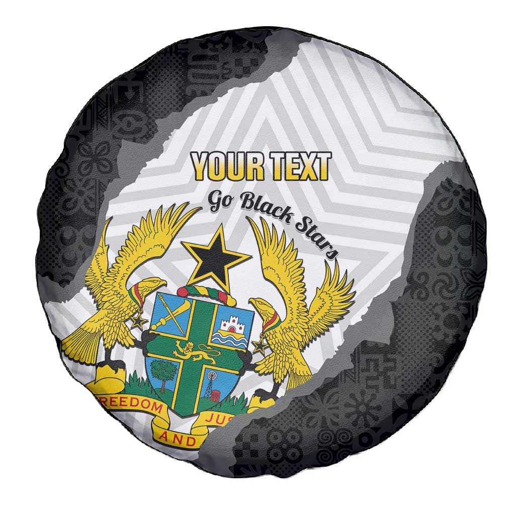 Custom Ghana Football Spare Tire Cover 2026 Go Black Stars Black Adinkra Pattern - African Pride