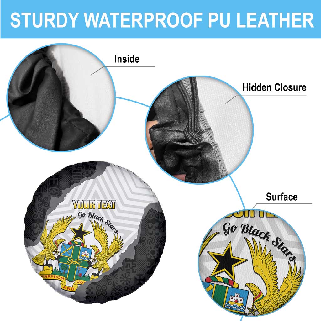 Custom Ghana Football Spare Tire Cover 2026 Go Black Stars Black Adinkra Pattern - African Pride