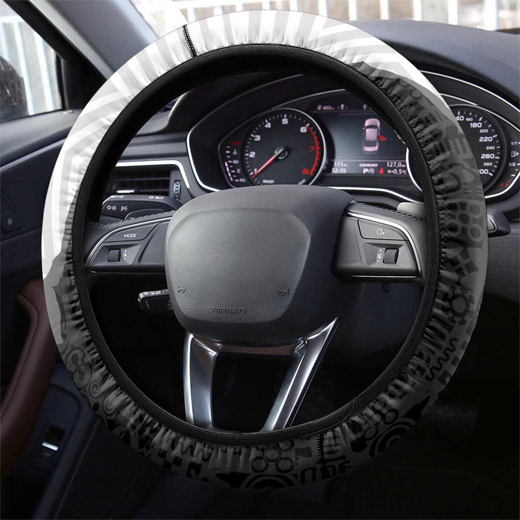 Ghana Football Steering Wheel Cover 2026 Go Black Stars Black Adinkra Pattern - African Pride