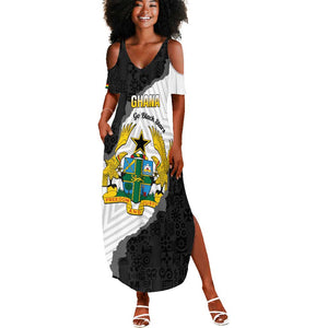 Custom Ghana Football Summer Maxi Dress 2026 Go Black Stars Black Adinkra Pattern - African Pride