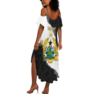 Custom Ghana Football Summer Maxi Dress 2026 Go Black Stars Black Adinkra Pattern - African Pride