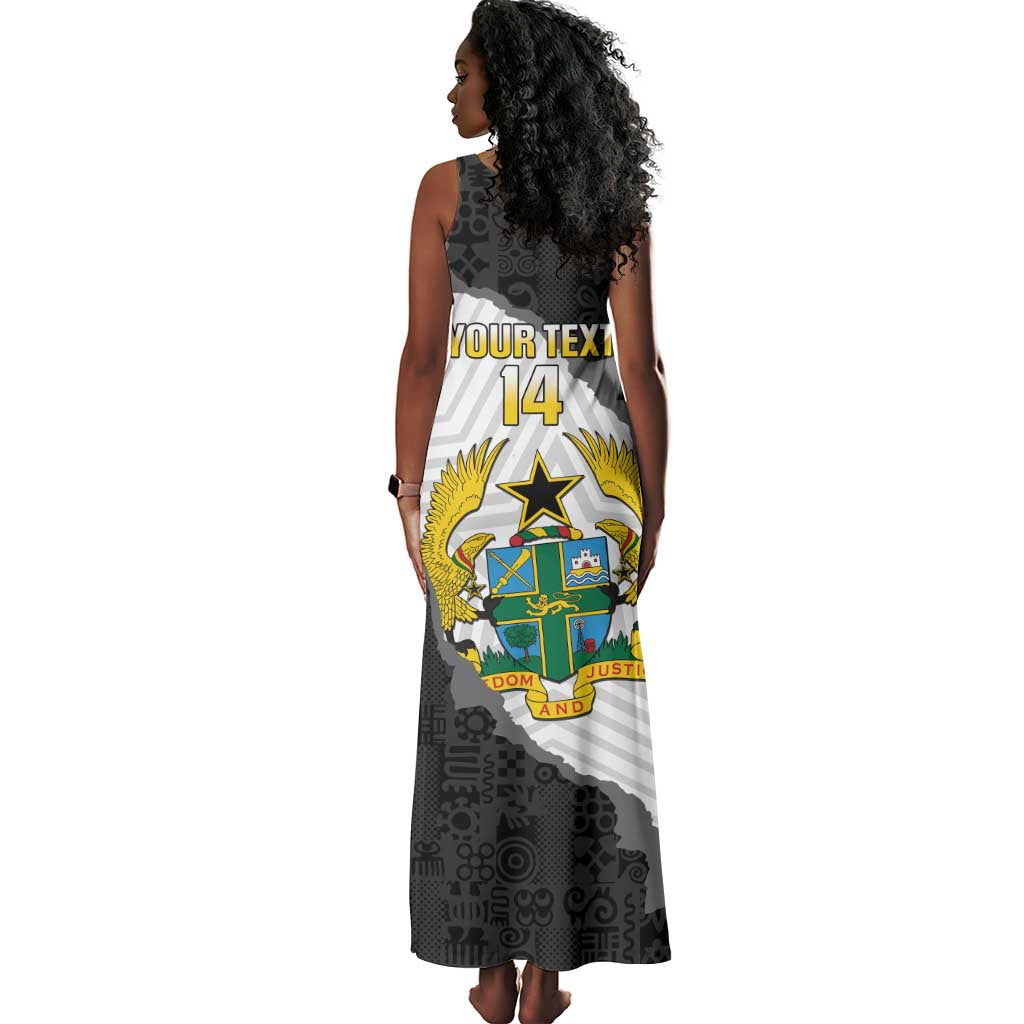 Custom Ghana Football Tank Maxi Dress 2026 Go Black Stars Black Adinkra Pattern - African Pride