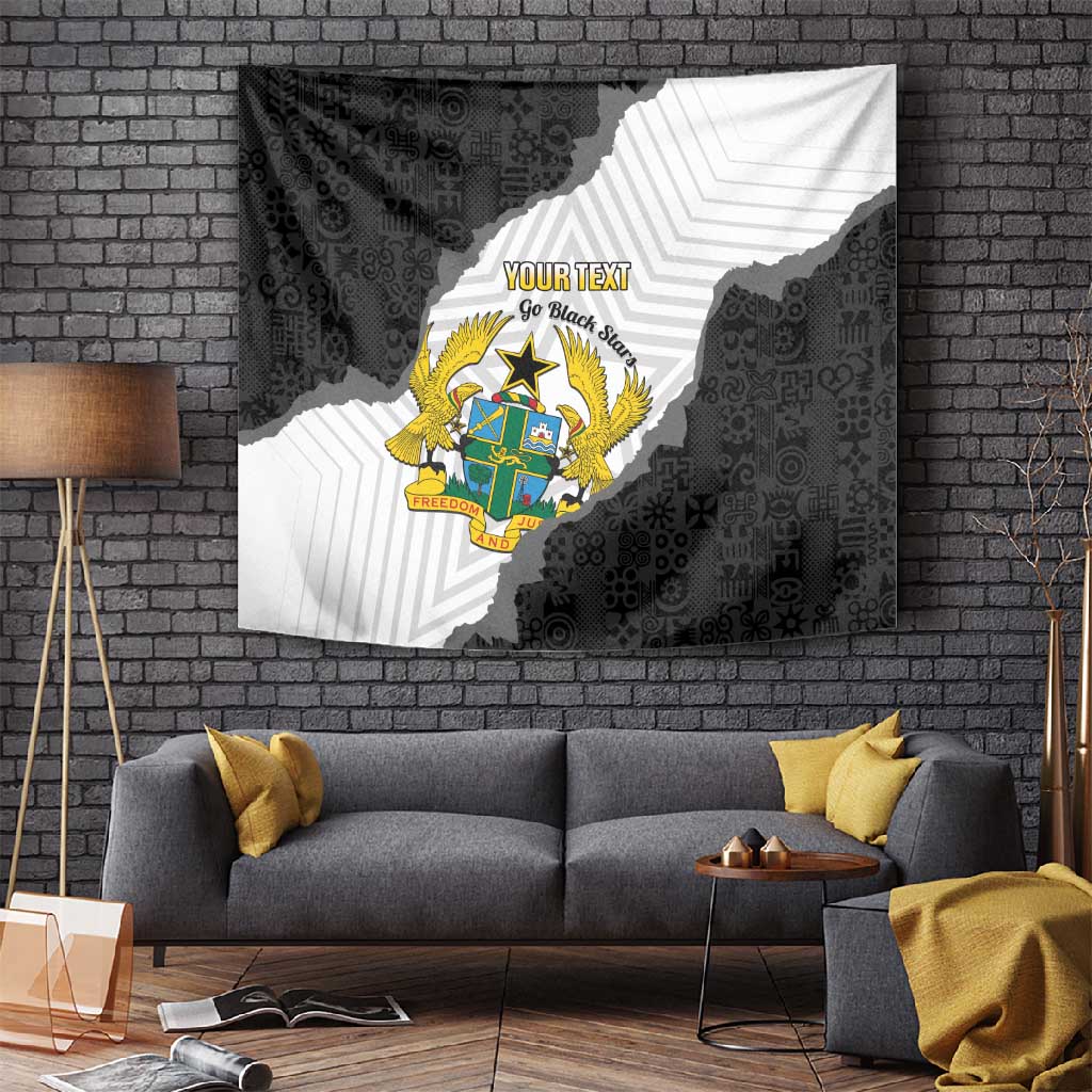 Custom Ghana Football Tapestry 2026 Go Black Stars Black Adinkra Pattern - African Pride