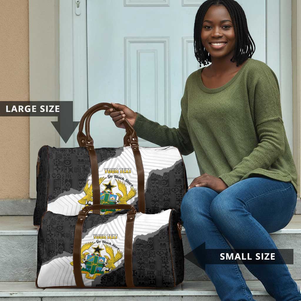 Custom Ghana Football Travel Bag 2026 Go Black Stars Black Adinkra Pattern - African Pride