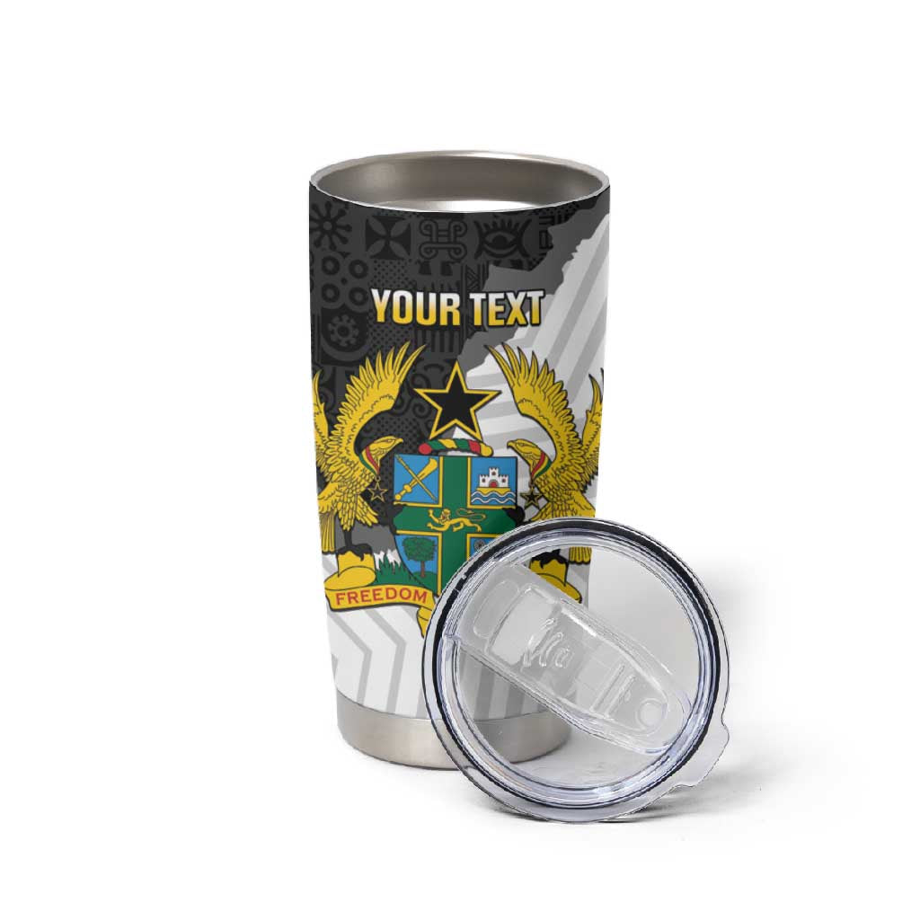 Custom Ghana Football Tumbler Cup 2026 Go Black Stars Black Adinkra Pattern - African Pride